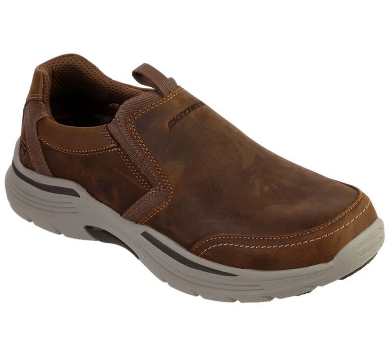 Skechers Relaxed Fit: Expended - Morgo - Mens Slip On Shoes Brown [AU-YA6842]